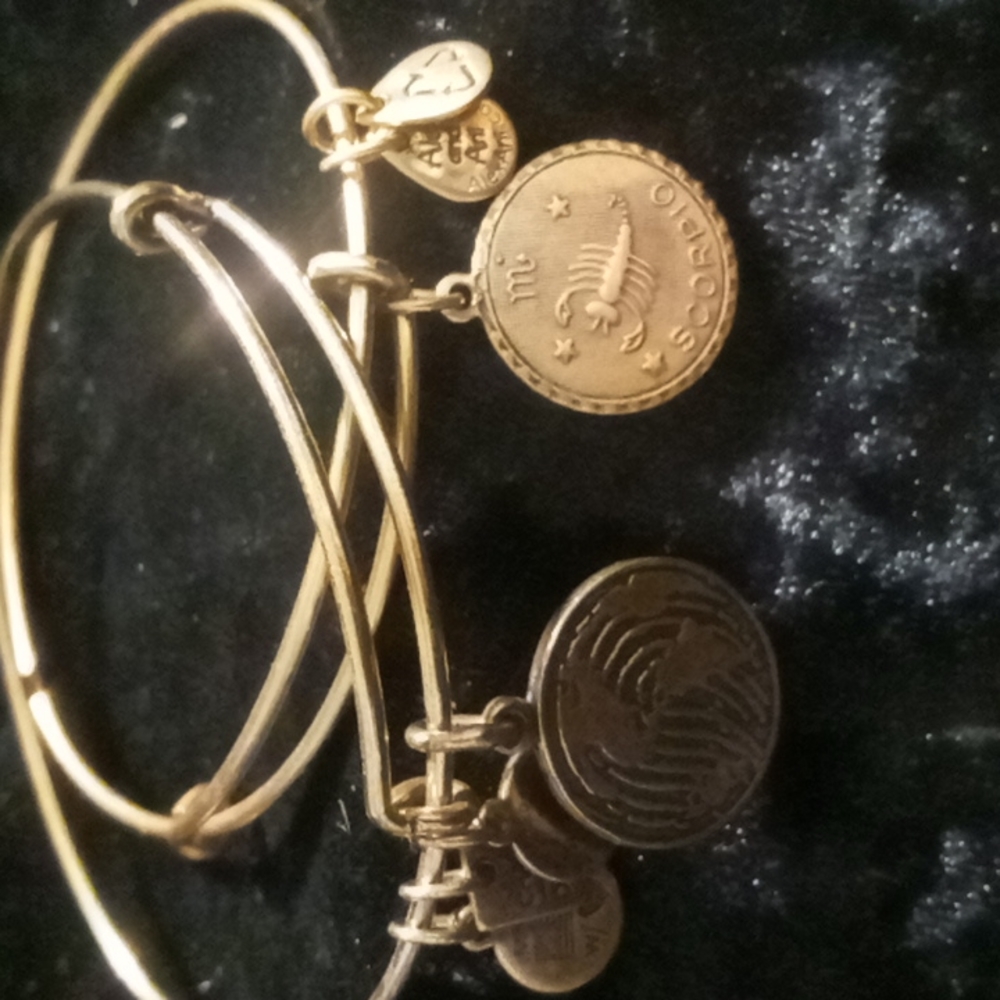 2 copper Alex and Ani bangle bracelet's 1 scorpio & 1 mother earth bangle.